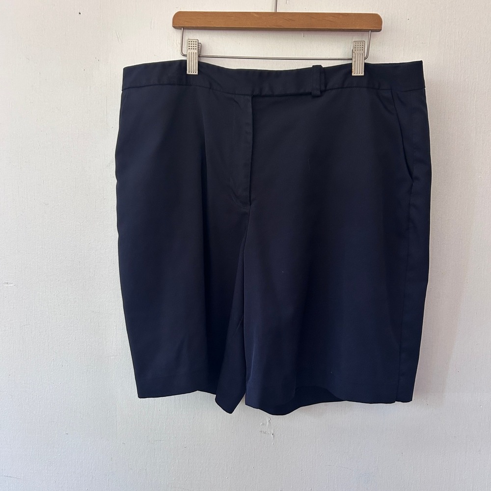 Talbots Shorts Women 16 Navy Blue Stretch Knee Length Bermuda Preppy Modest